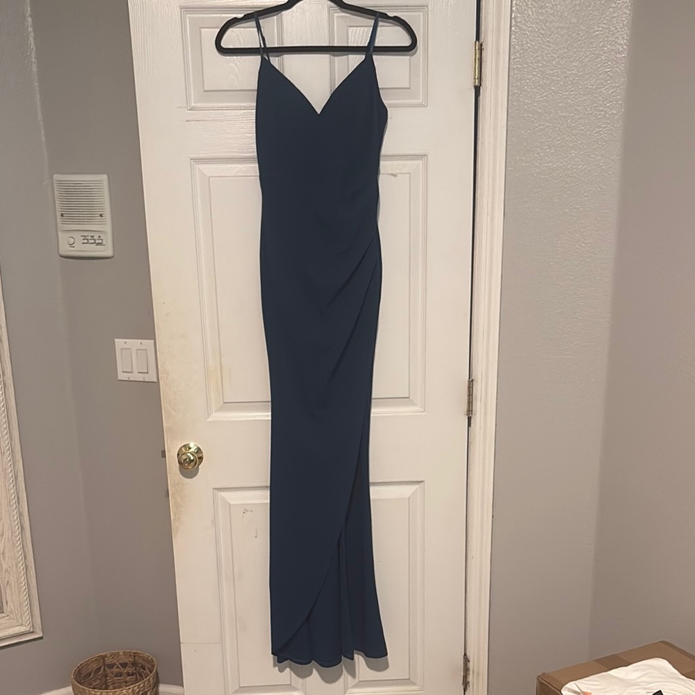 Honey and Rosie Blue Spaghetti Strap Maxi Dress